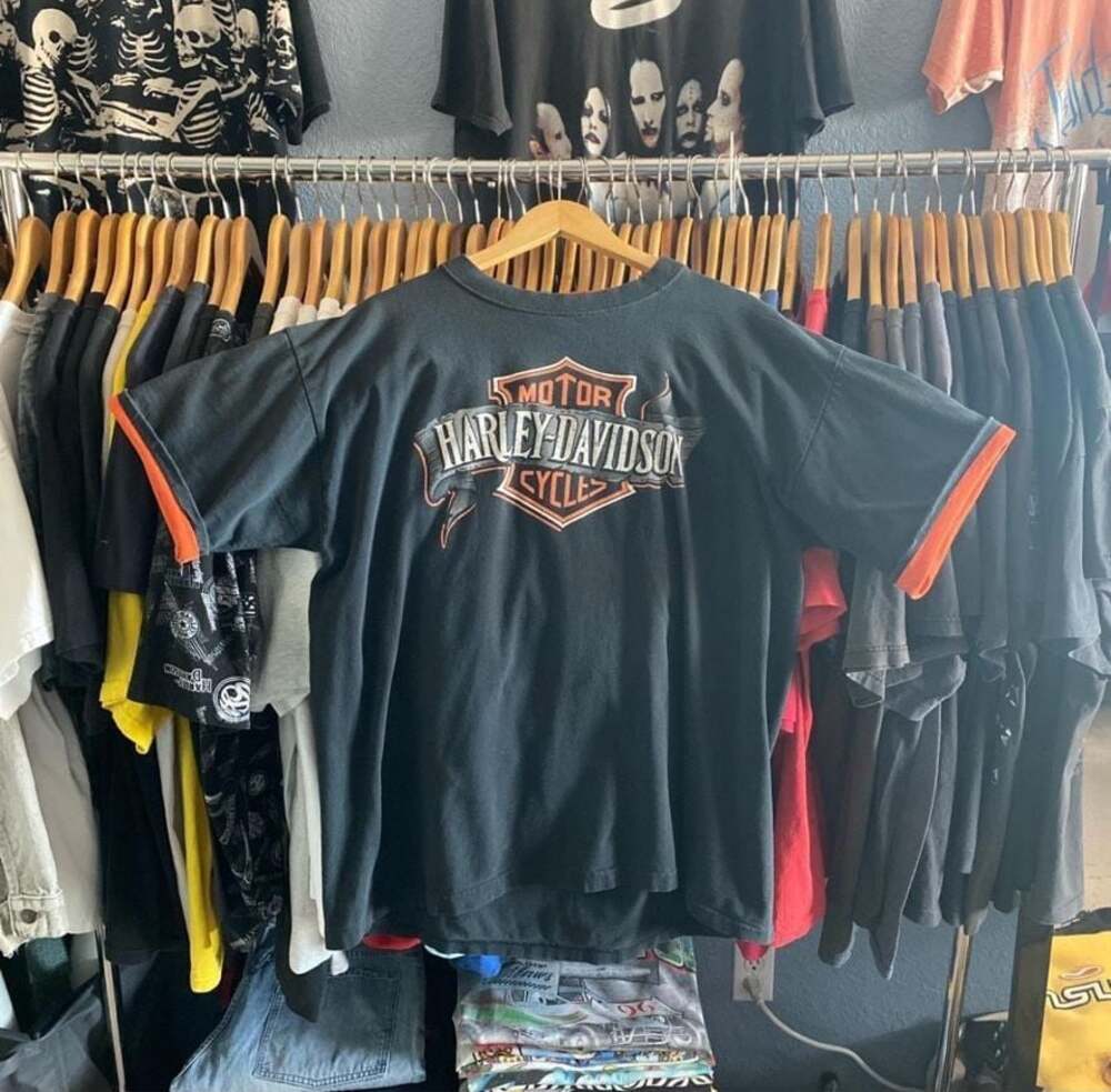 Vintage Harley-Davidson Milwaukee Ringer T-Shirt Black Orange XL